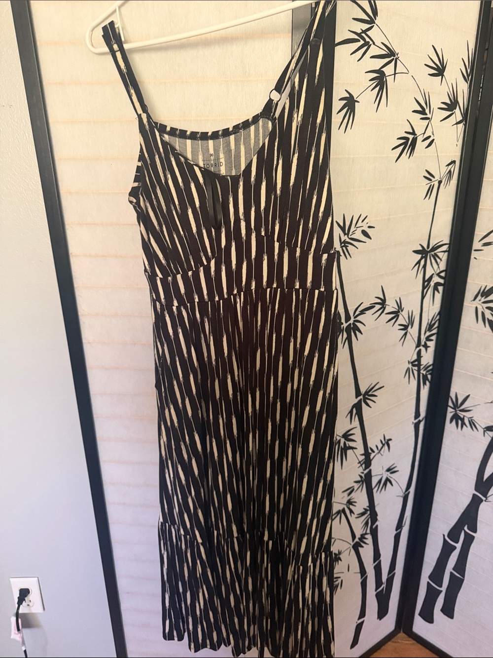 Black and White Striped Midi Dress - Modern Sleeveless Fit